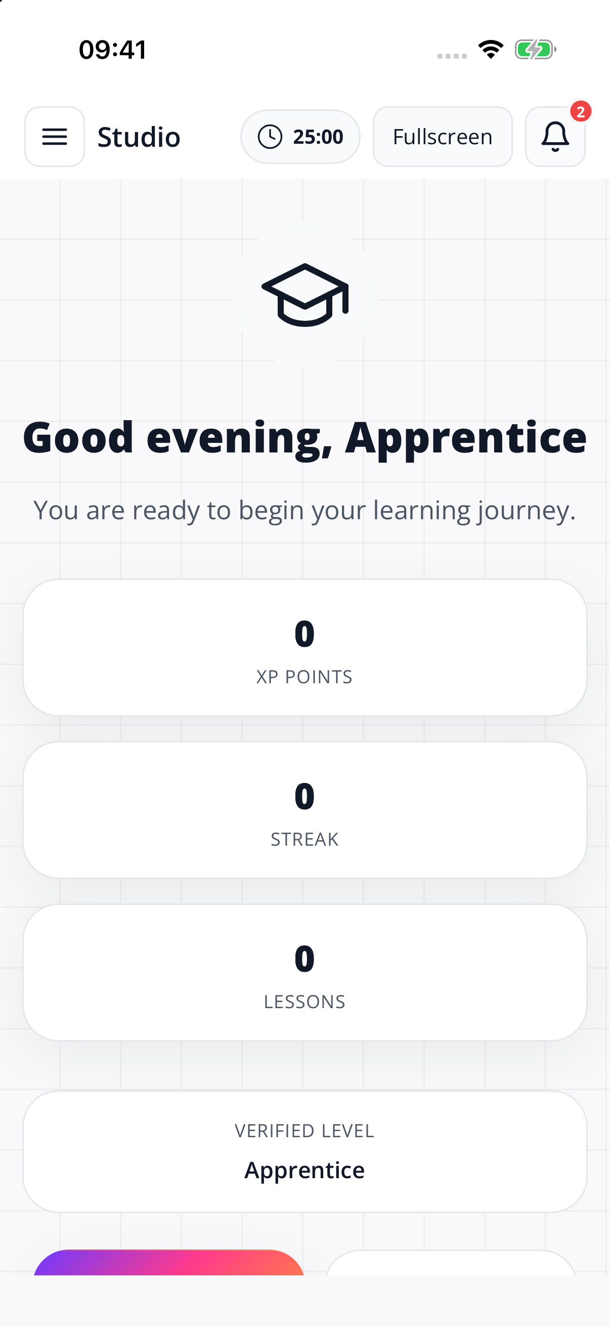 Studio — learning dashboard