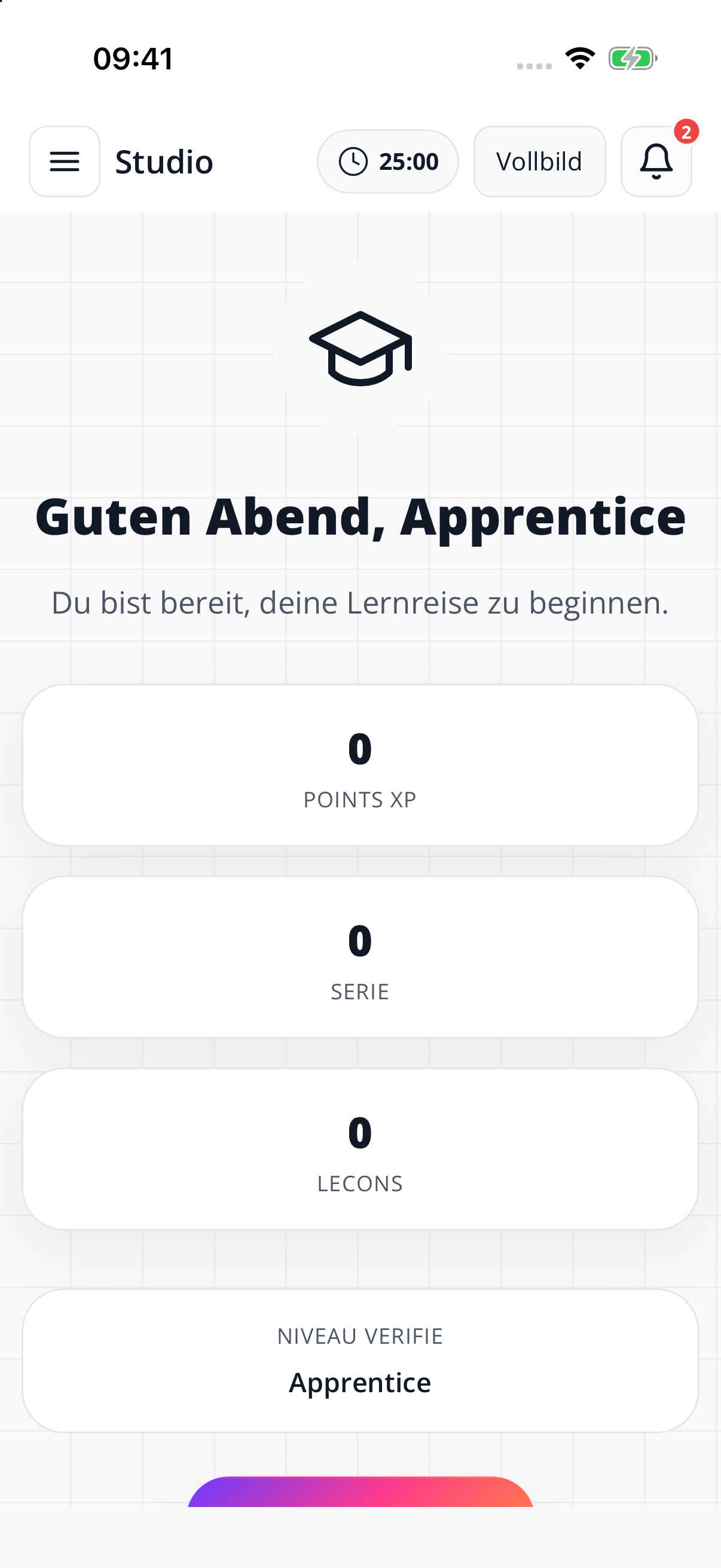 Studio — learning dashboard