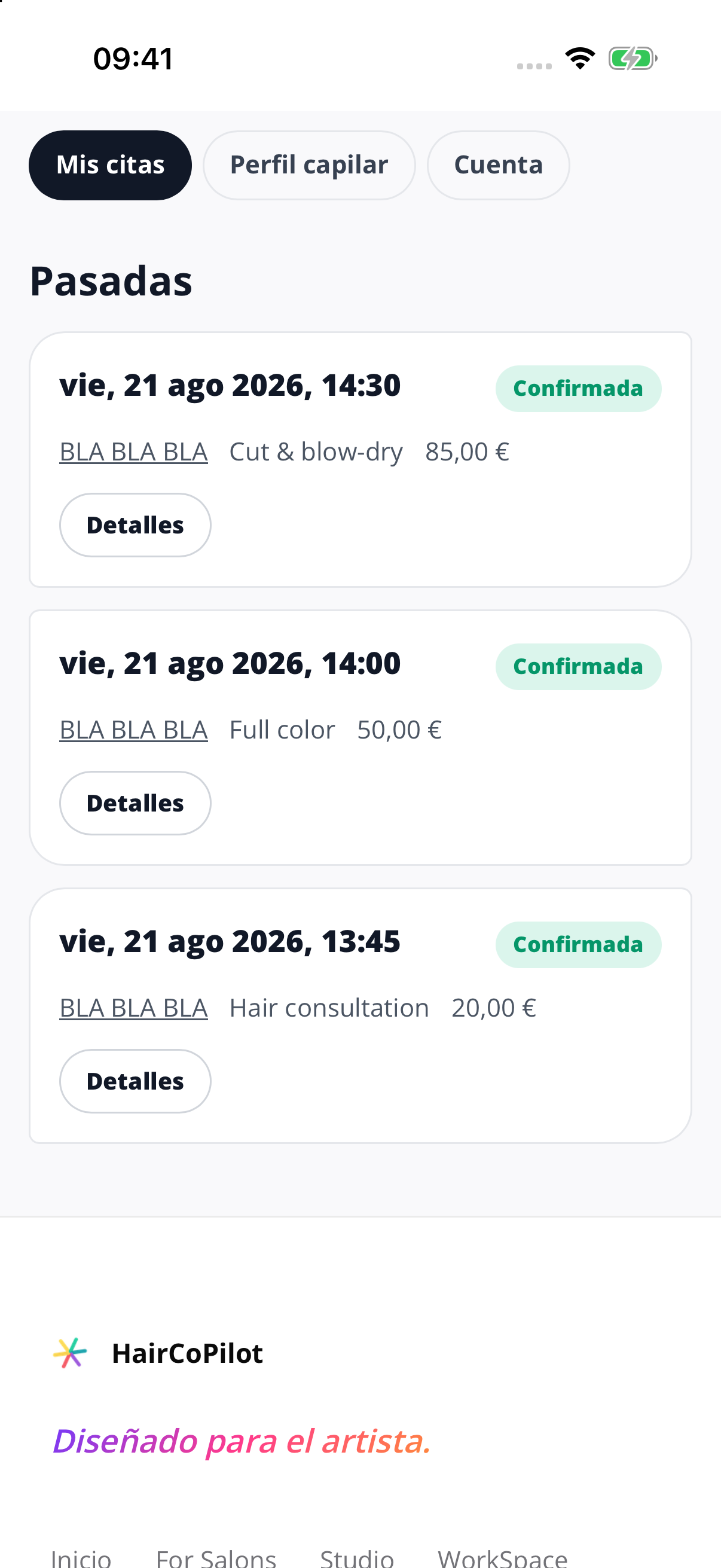 Consulta todas tus visitas.