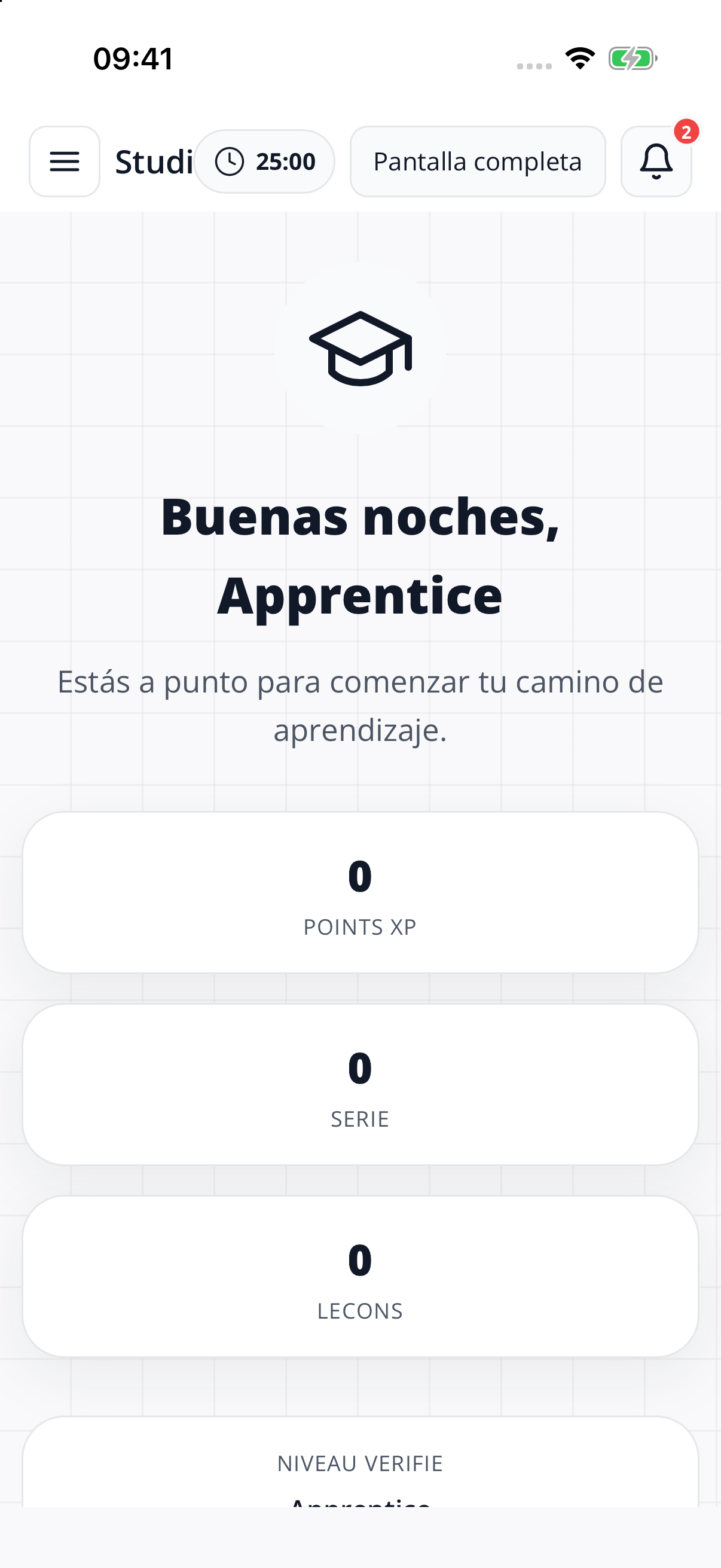 Studio — learning dashboard