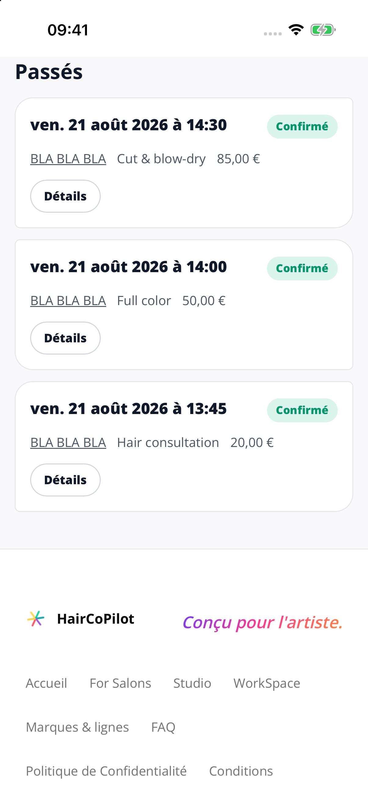 Retrouvez toutes vos visites.