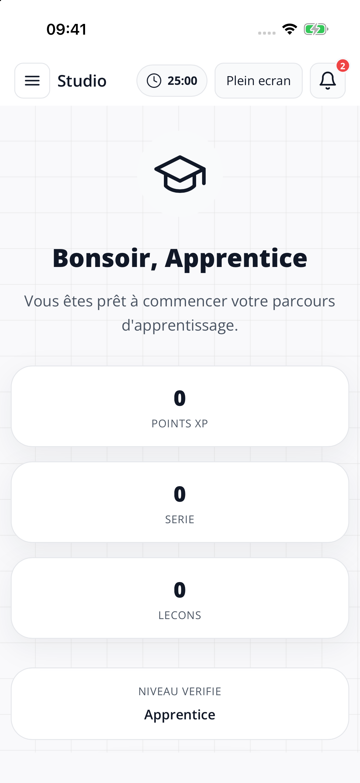 Studio — learning dashboard