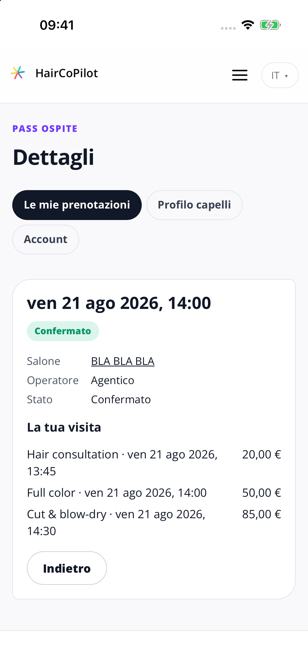 Rivedi la tua visita.