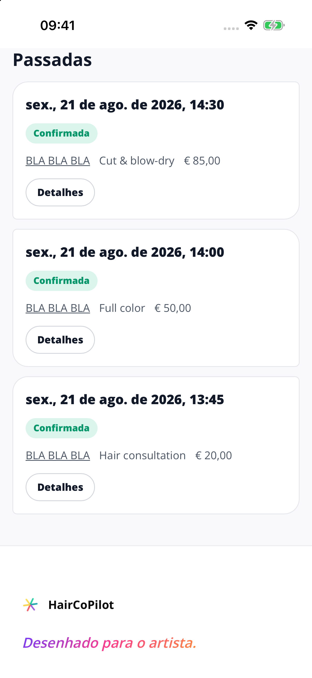 Consulte todas as suas visitas.